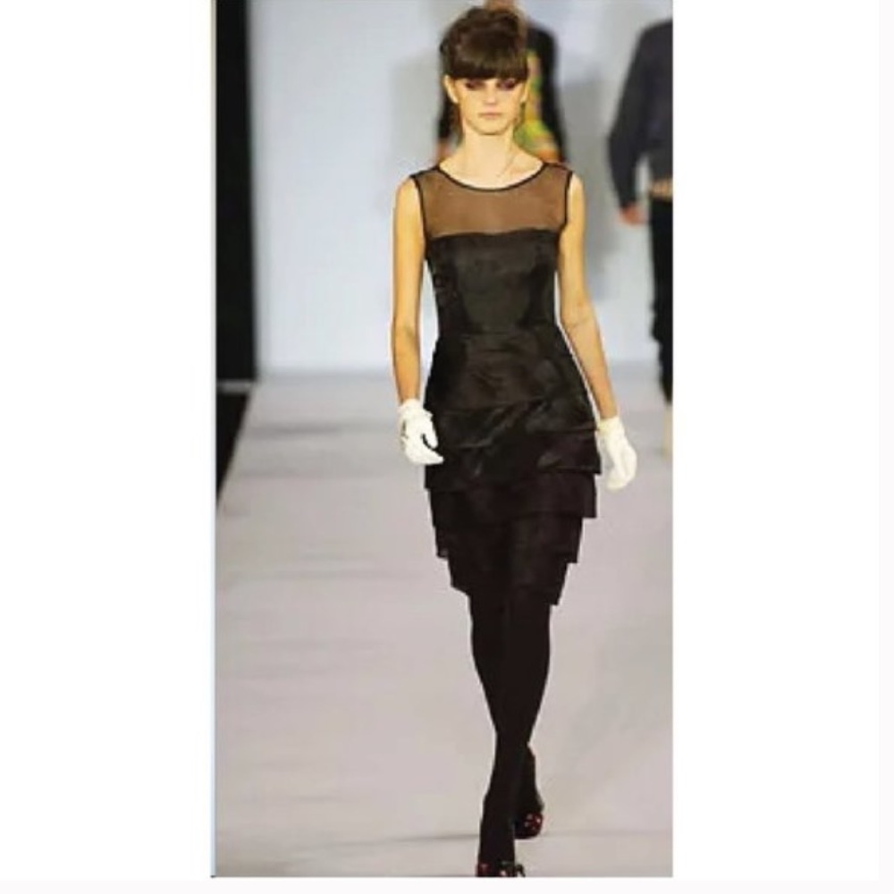 Marc Jacobs black tiered midi dress runway